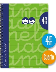CUADERNO ESPIRAL 4º 80H 90G 4MM VERDE CUADROVIA EXTRADURA